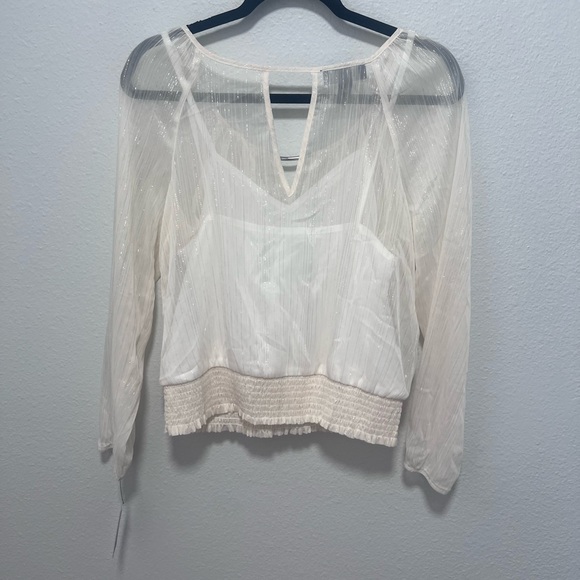 BCX White Sheer Blouse Size Medium - Picture 4 of 4